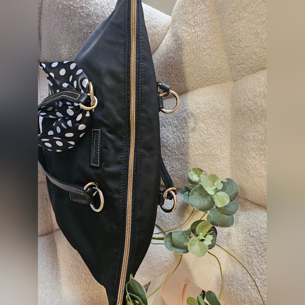 Dooney & Bourke Black Tote with Polka Dot Scarf Accent - Picture 4 of 12